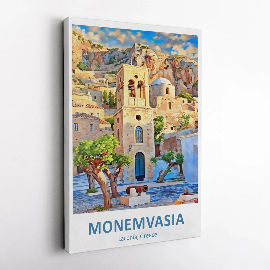 Monemvasia Greece Canvas Wall Art | Mediterranean Travel Print | Premium 1.25-Inch Gallery Wrap | Home Decor Gift for Travelers