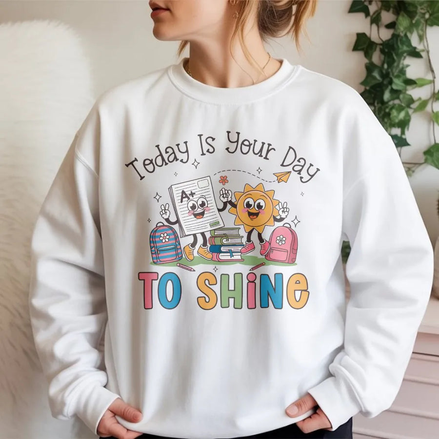 Testing Day Teacher Shirt | Retro Motivational 'To Shine' Graphic | Soft Cotton Tee | State Testing Gift for Teacher Team