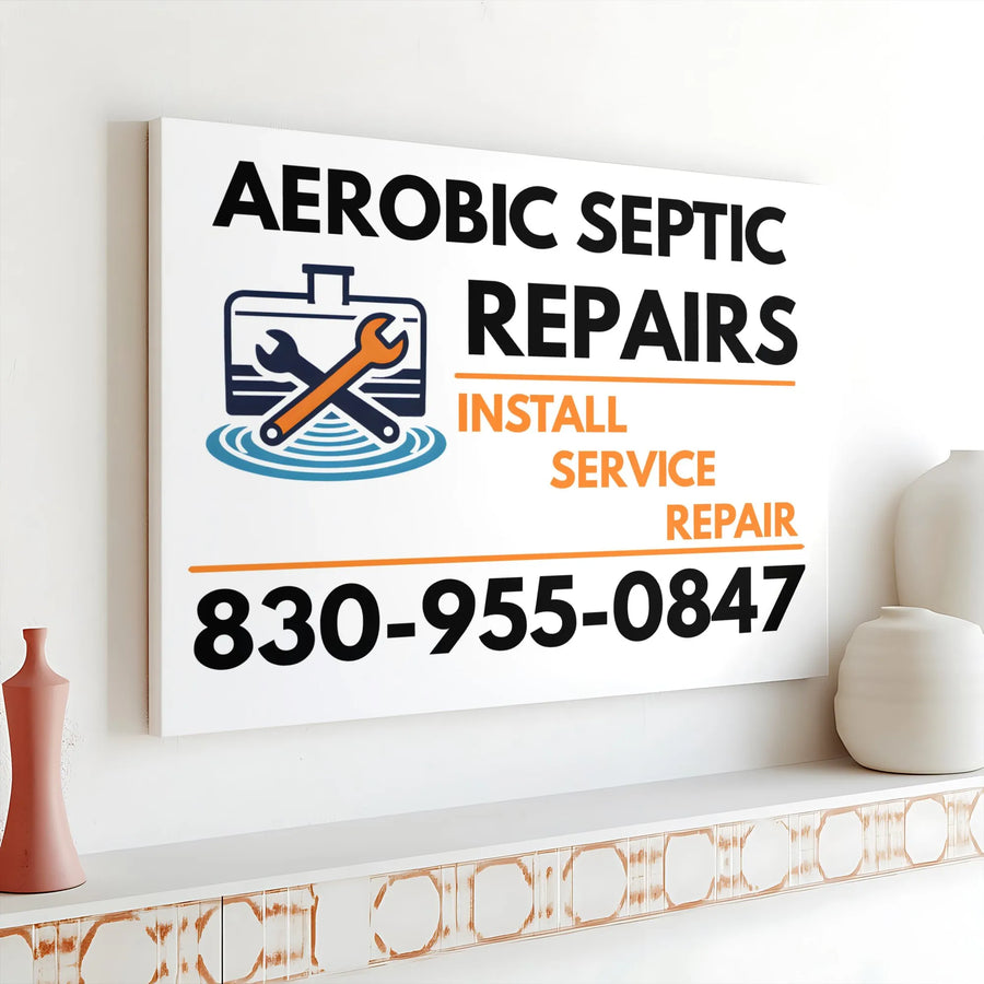 Septic Repair Sign Canvas Print | Industrial Toolbox Graphic | Premium Gallery Wrapped Canvas | Gift for Plumber & Business Office Decor