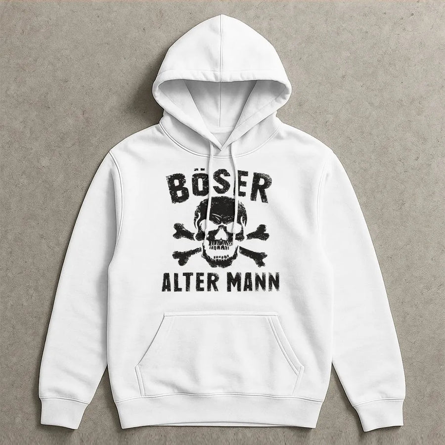 Böser Alter Mann Hoodie | Vintage Totenkopf Grafik & Spruch | Premium Baumwoll-Mix | Lustiges Geschenk für Papa & Opa