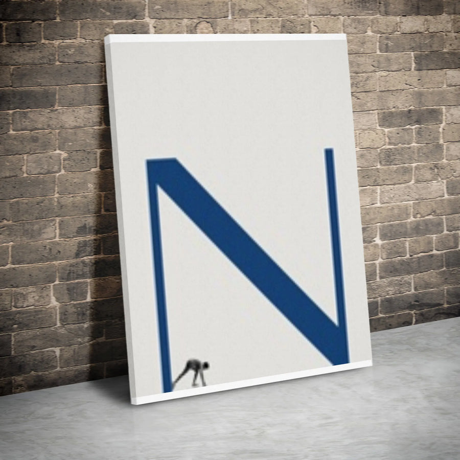 Letter N Canvas Print | Minimalist Runner Starting Line Art | Premium Thick Gallery Canvas | Modern Office Decor Gift for Athlete