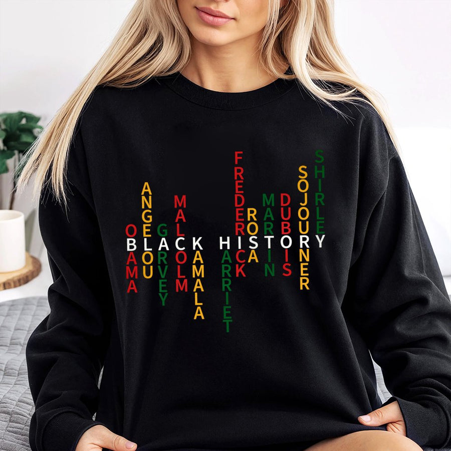 Black History Month Sweatshirt | Iconic African American Leaders List | Premium Cotton Blend | Gift for Educators and History Buffs