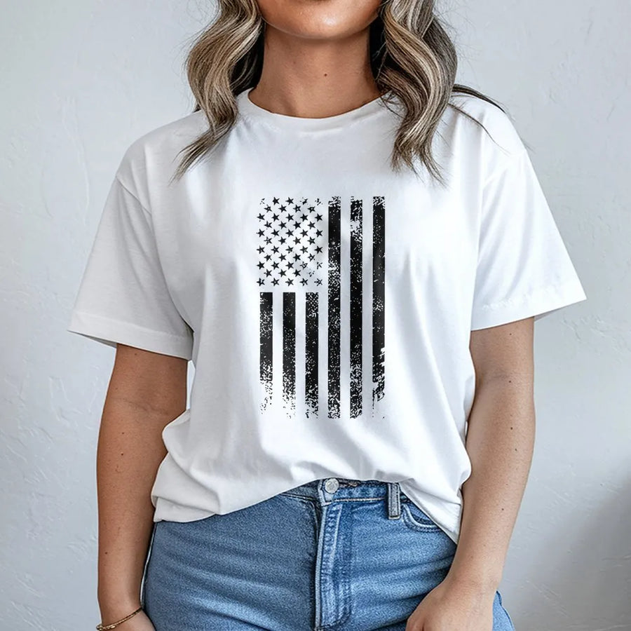 American Flag Graphic T-Shirt | Distressed Patriotic Stars and Stripes | Premium Soft Cotton | Unisex Vintage Gift for Men and Women