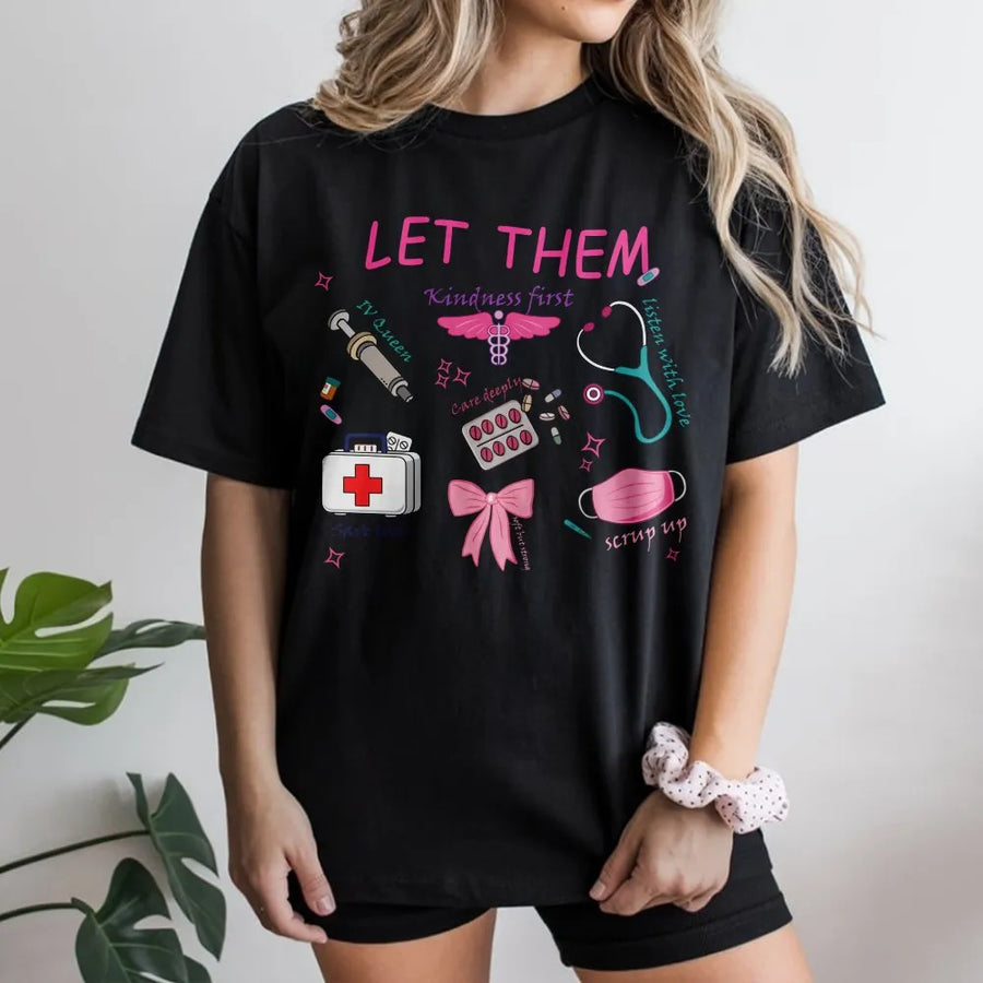 Nurse T-Shirt | Cute Medical Doodle Art Pullover | Cozy Cotton Blend | Gift for Registered Nurse RN