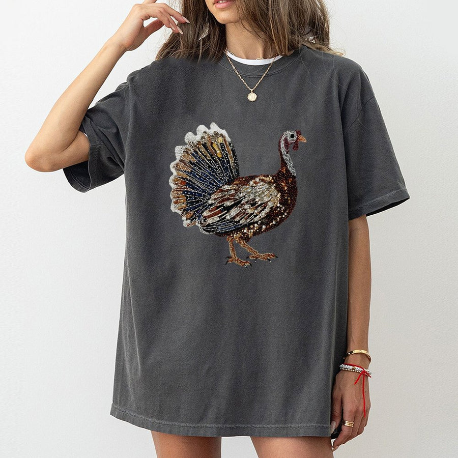 Turkey T-Shirt | Boho Thanksgiving Graphic Tee | 100% Premium Cotton | Cute Autumn Fall Gift For Women And Men