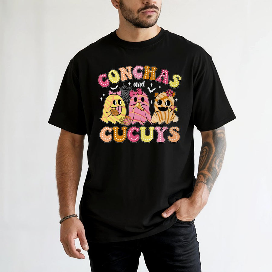 Conchas and Cucuy T-Shirt | Cute Mexican Ghost Halloween Design | Premium Soft Cotton Tee | Spooky Coquette Aesthetic Gift for Her