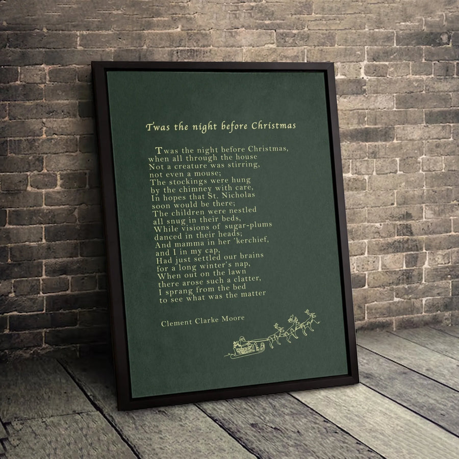 Twas The Night Before Christmas Poem Canvas | Festive Holiday Wall Art | Gallery-Quality 1.25-Inch Profile | Classic Christmas Gift for Home Decor
