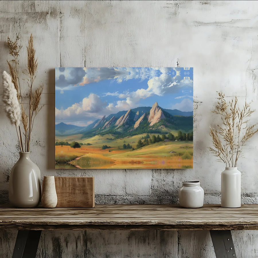 Flatirons Mountain Landscape Canvas Print | Boulder Colorado Scenic Wall Art | Premium Gallery Wrap Decor | Nature Lover Living Room Gift