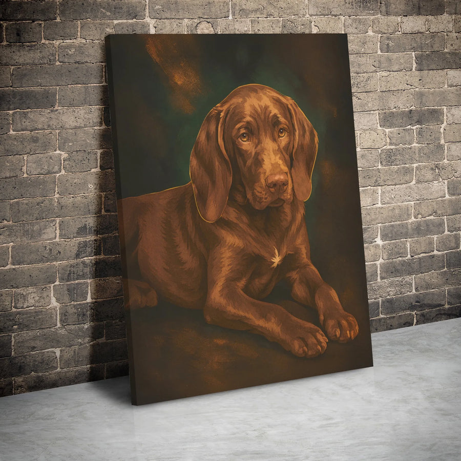 Vizsla Dog Wall Art | Moody Oil Painting Portrait | 1.25 Inch Gallery Wrap Canvas | Premium Pet Lover Gift & Home Decor