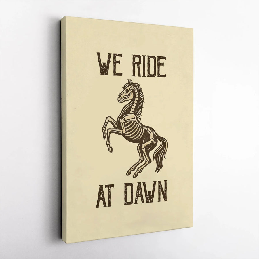 We Ride At Dawn Skeleton Horse Wall Art | Gothic Rearing Horse Print | 1.25 Inch Gallery Wrapped Canvas | Moody Home Office Decor Gift