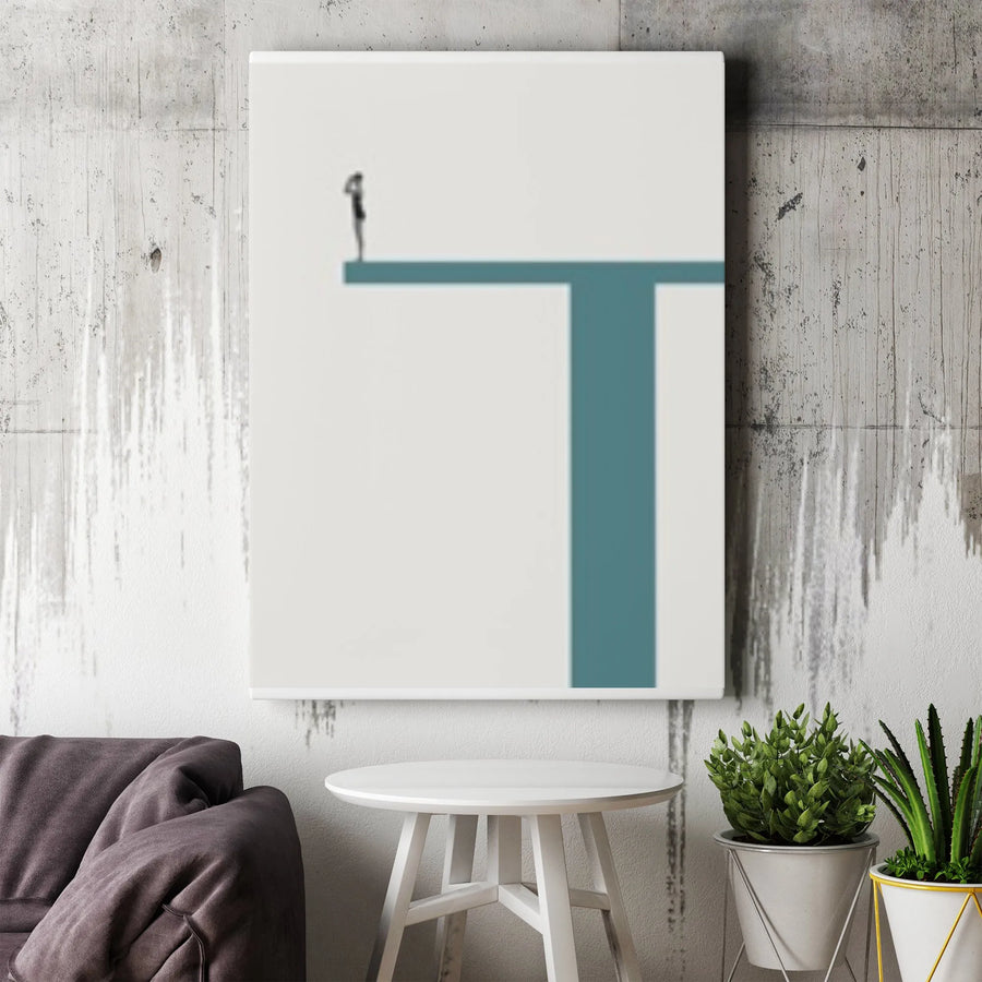 High Dive Minimalist Canvas Art | Lone Figure on the Edge Print | Premium Gallery Wrapped Canvas | Motivational Office Wall Decor Gift