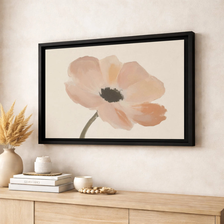 Pink Poppy Flower Canvas Art | Minimalist Botanical Wall Decor | Premium Fade-Resistant Print | Elegant Modern Home Office Wall Hanging