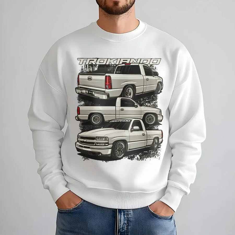 Trokiando Pickup Truck Sweatshirt | Graphic Automotive Enthusiast Design | Cotton Blend Comfort | Truck Lover Gift for Men and Women