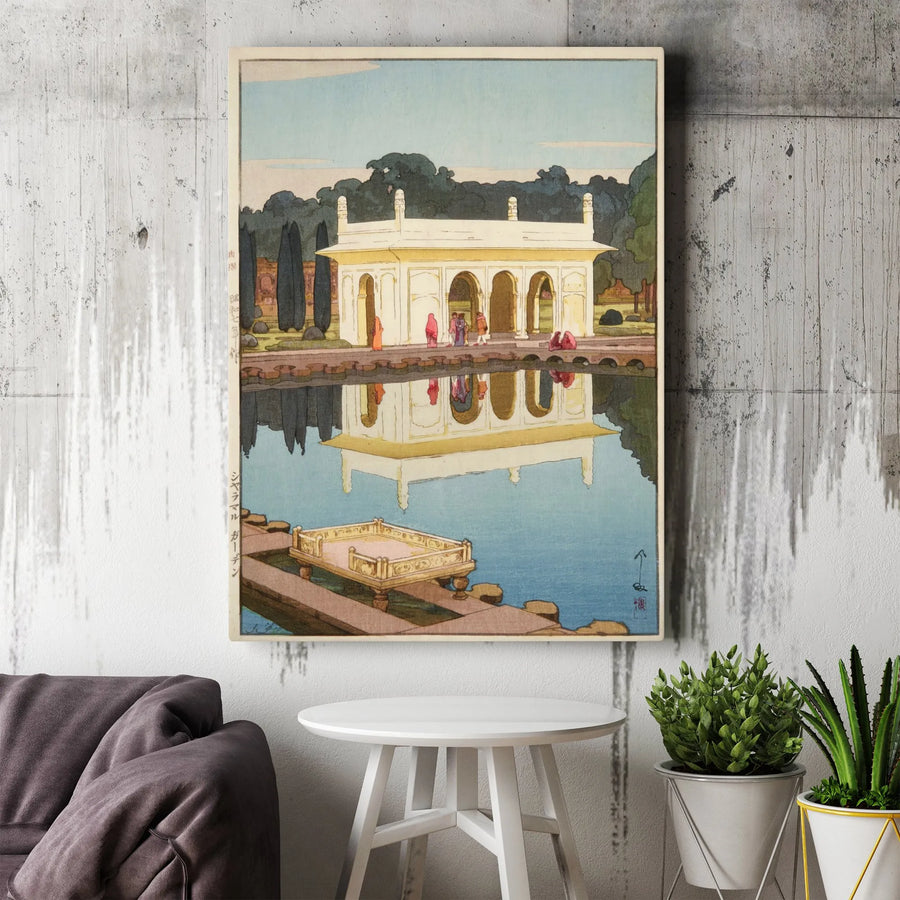 Shalimar Garden Canvas Print | Japanese Woodblock Style Art | Gallery Wrapped Premium Canvas | Asian Interior Decor Gift