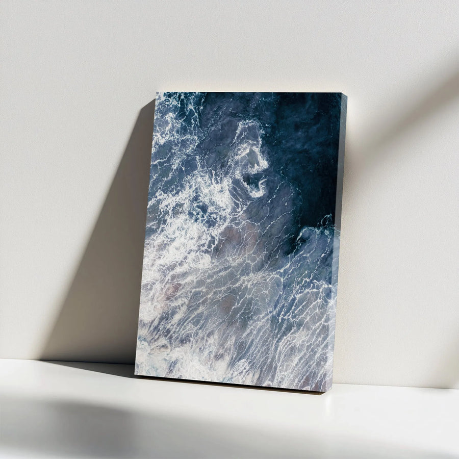 Abstract Ocean Canvas Wall Art | Deep Blue Sea Swirls Photography | Premium Frameless Canvas | Modern Coastal Home Decor Gift