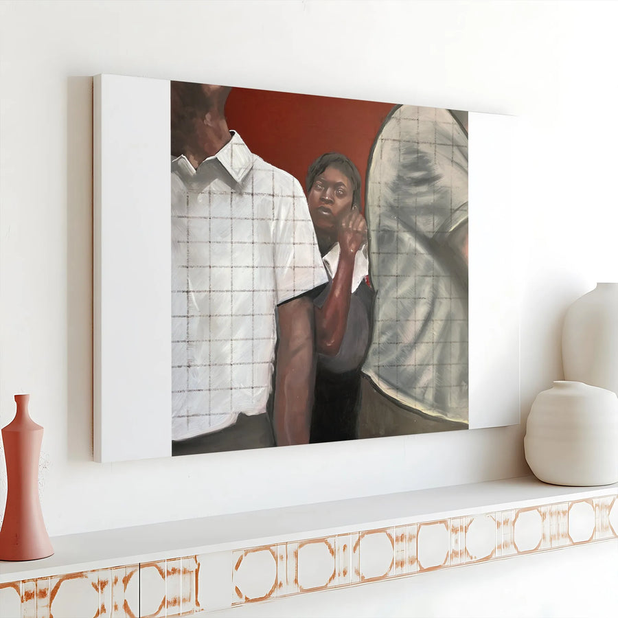 African American Art Canvas | Modern Figurative Painting Print of an Intimate Moment | Premium Gallery Wrap Wall Art | Contemporary Home & Office Decor Gift