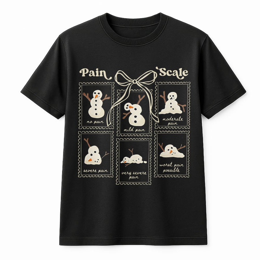 Snowman Pain Scale T-Shirt | Funny Medical Christmas Graphic Tee | Premium 100% Cotton | Gift For Nurses & Healthcare Workers