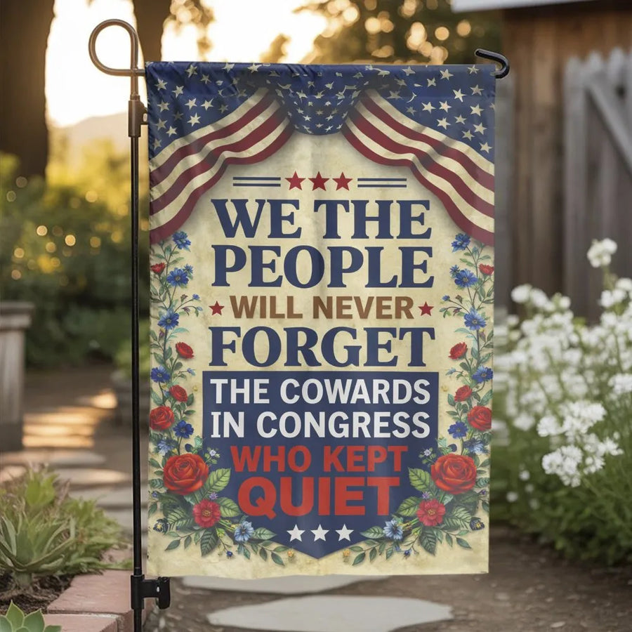 We The People Patriotic Garden Flag | Anti-Congress Political Quote with Vintage Floral Detail | Double-Sided Premium Polyester | Conservative Yard Decor Gift