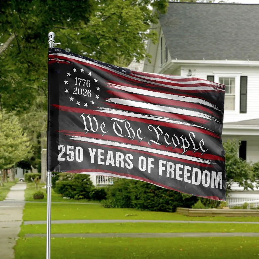 We The People House Flag | USA 250th Anniversary 1776-2026 Design | Double Sided Premium Polyester | Commemorative Patriotic Outdoor Decor Gift