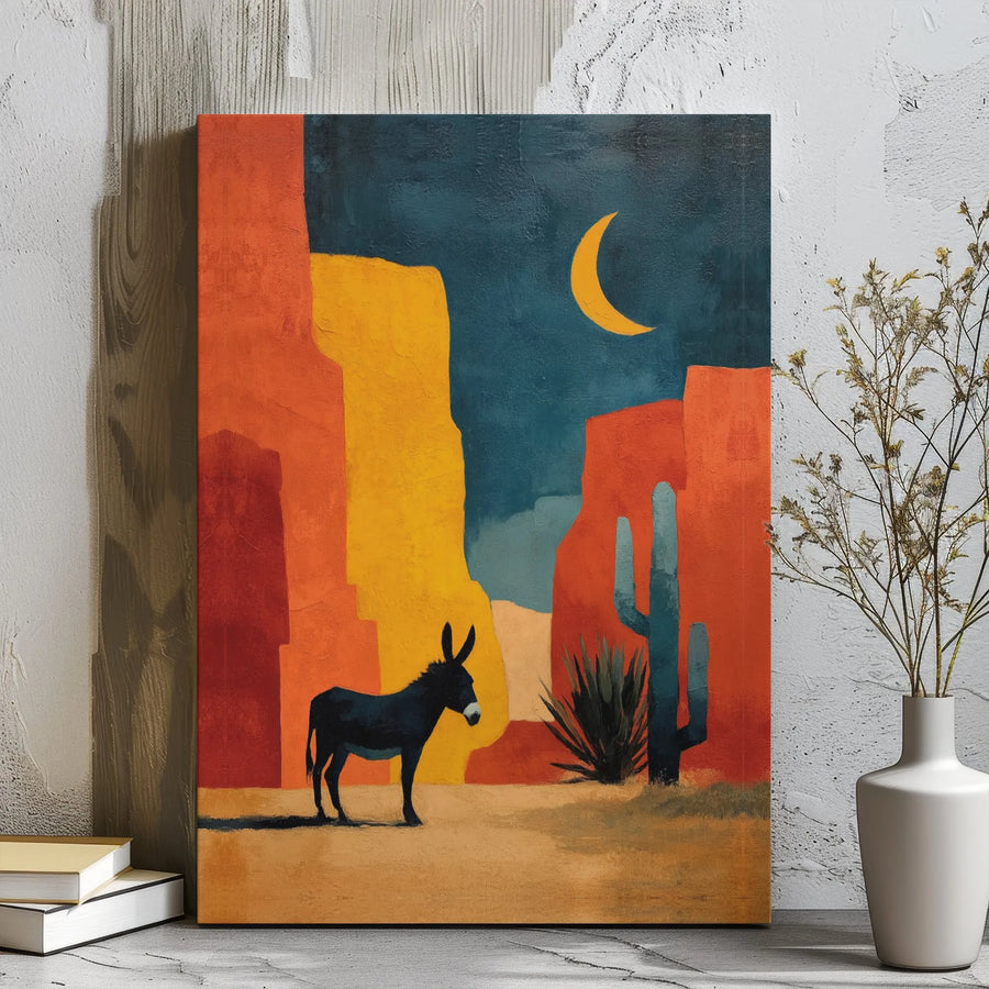 Southwestern Desert Canvas Wall Art | Abstract Donkey Canyon Landscape | Premium Gallery Wrap Print | Modern Boho Home Decor Gift