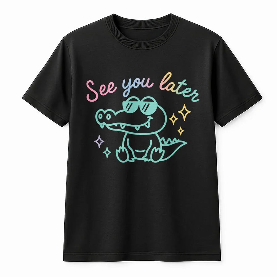 Teacher Alligator T-Shirt | See You Later Cartoon Graphic | Soft Cotton Blend Pullover | Last Day of School Gift for Teacher