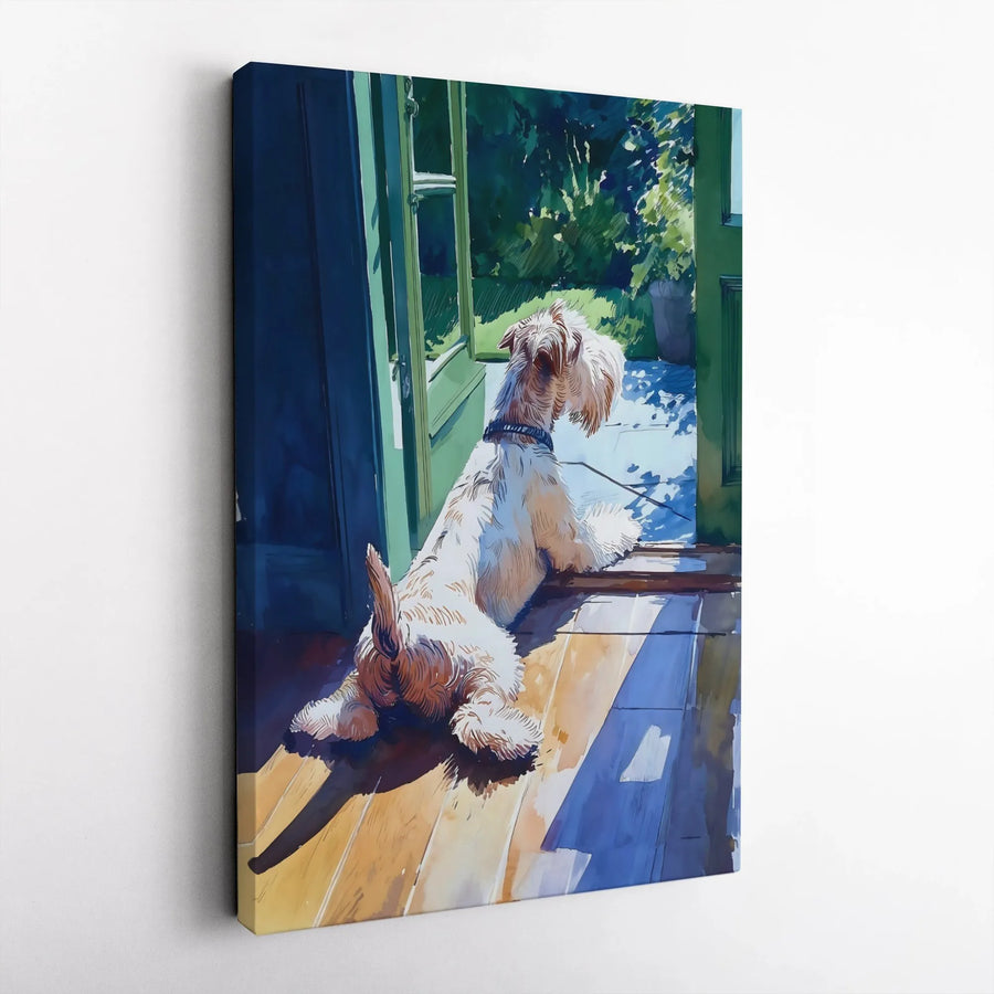 Wire Haired Terrier Dog Art Canvas | Sunlight Pet Portrait Decor | Premium Fade-Resistant Wall Print | Perfect Gift For Dog Lovers