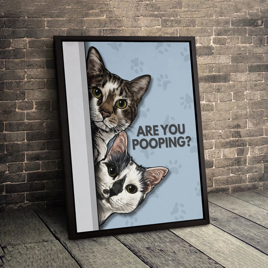 Are You Pooping? Cat Wall Art | Funny Bathroom Sign | Premium 1.25-Inch Gallery Canvas | Humorous Home Decor Gift for Cat Lovers