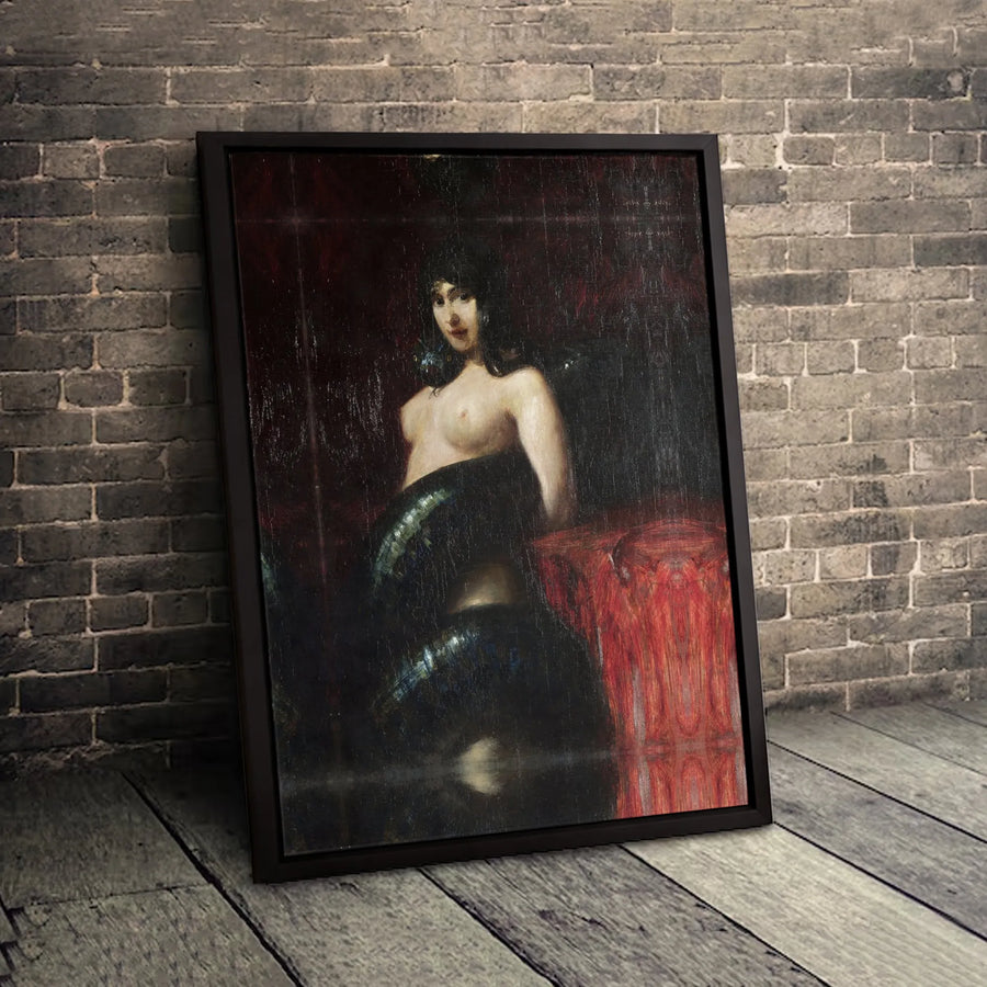The Snake Charmer Canvas Print | Lucien Levy-Dhurmer Fine Art Reproduction | Gallery-Quality 1.25" Profile | Moody Gothic Home Decor Gift