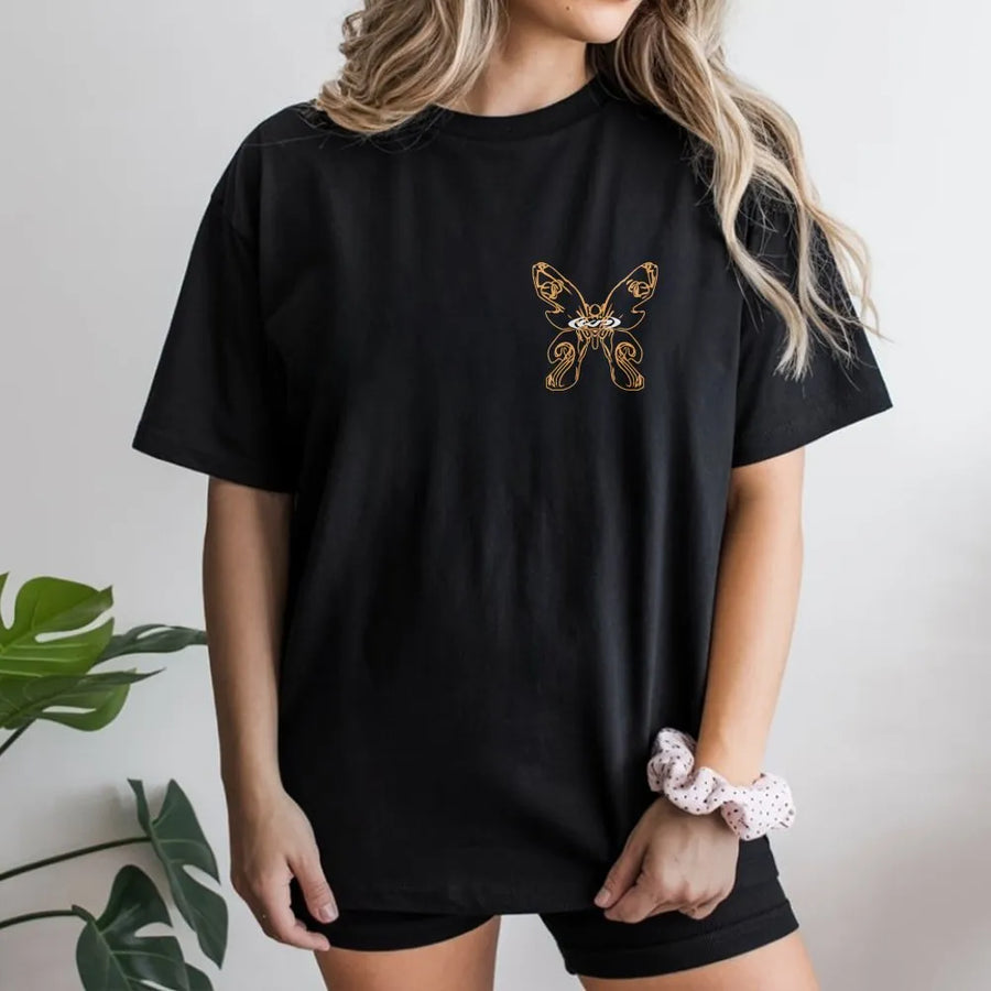 Mystic Butterfly T-Shirt | Evil Eye Line Art Graphic | Soft Cotton Blend Pullover | Witchy Aesthetic Clothing Gift for Her