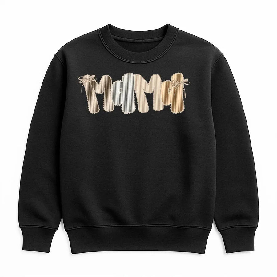 Mama Sweatshirt | Trendy Seersucker Style Graphic Tee | Soft 100% Cotton | Mothers Day Gift for New Mom