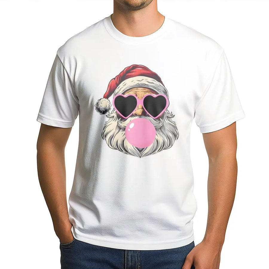 Cool Santa Claus T-Shirt | Retro Bubble Gum Pop Art Design | Premium Soft Cotton Tee | Funny Christmas Gift for Holiday Party