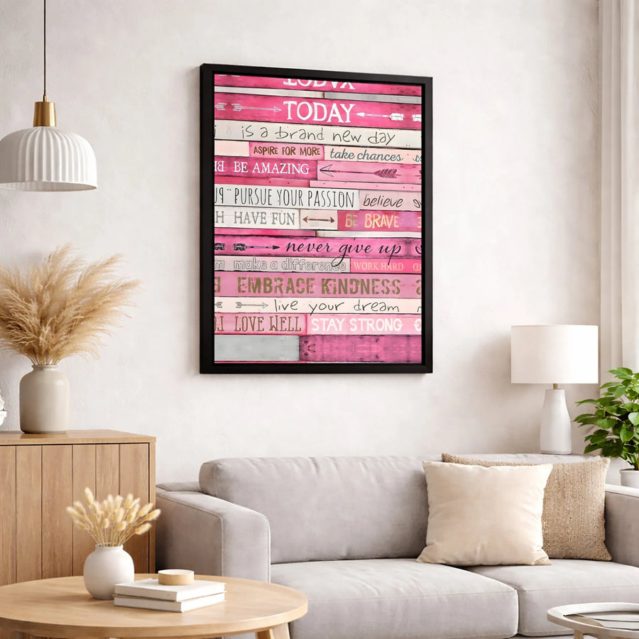Inspirational Quotes Wall Art | Today Is A Brand New Day Typography Canvas | Premium Gallery-Wrapped Decor | Motivational Gift for Home and Office