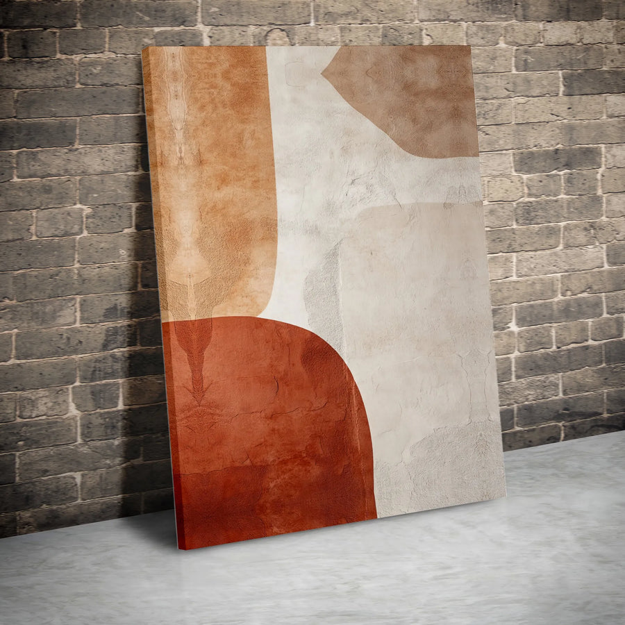 Abstract Earth Tones Wall Art | Geometric Minimalist Textured Canvas | Premium 1.25-Inch Gallery Wrap | Modern Home Decor Gift