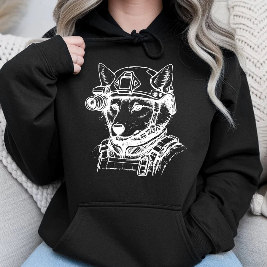 Tactical Coyote Hoodie | Night Vision Graphic Sketch | Premium Cotton Blend | Gift for Coyote Hunters & Veterans