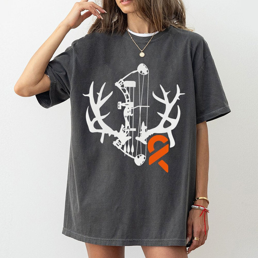 Bowhunting Deer Antler T-Shirt | Compound Bow Archery Graphic | 100% Cotton Premium Tee | Hunter Gift for Men and Women