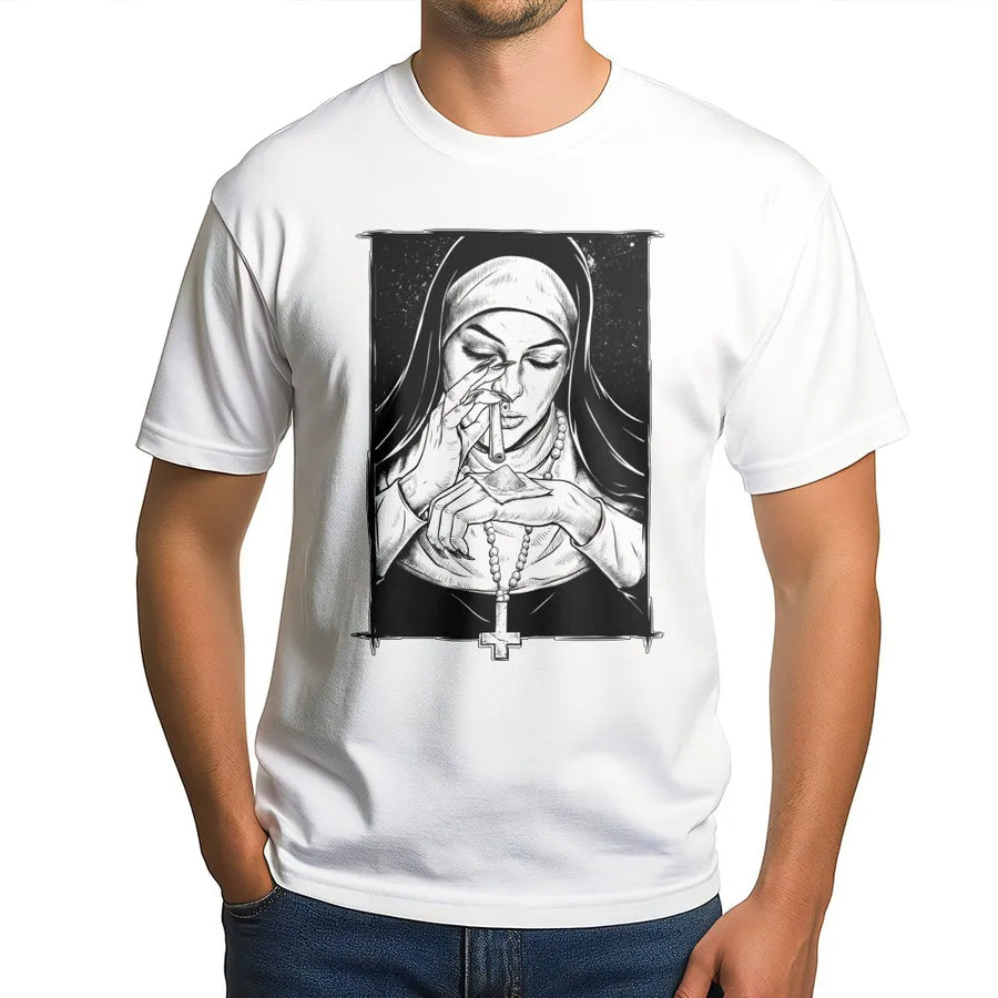 Gothic Nun T-Shirt | Dark Humor Religious Art | Premium Soft Cotton | Edgy Alternative Streetwear Gift