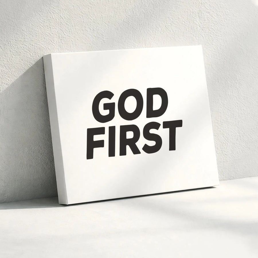 God First Canvas Wall Art | Minimalist Christian Typography | Premium Gallery Wrap Print | Inspirational Home Decor Gift for Believers