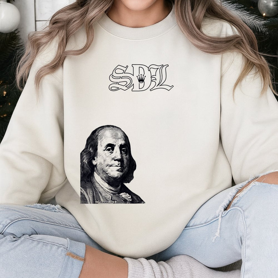 Benjamin Franklin Money Sweatshirt | Benjamin Franklin Graphic | Cotton Polyester Blend | Streetwear Style Gift For Men And Women