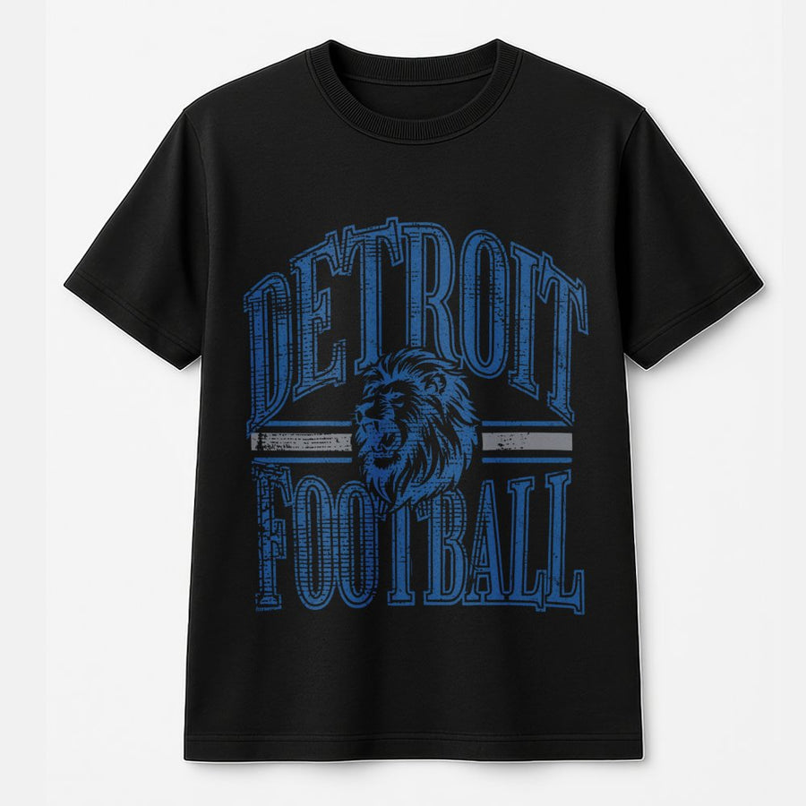 Detroit Football With Roaring Lion Mascot T-Shirt