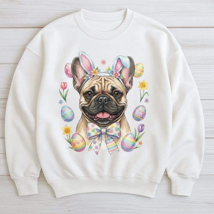 French Bulldog Easter Sweatshirt | Cute Bunny Ears Puppy Graphic | Premium Cotton Blend | Funny Dog Mom Spring Gift Idea