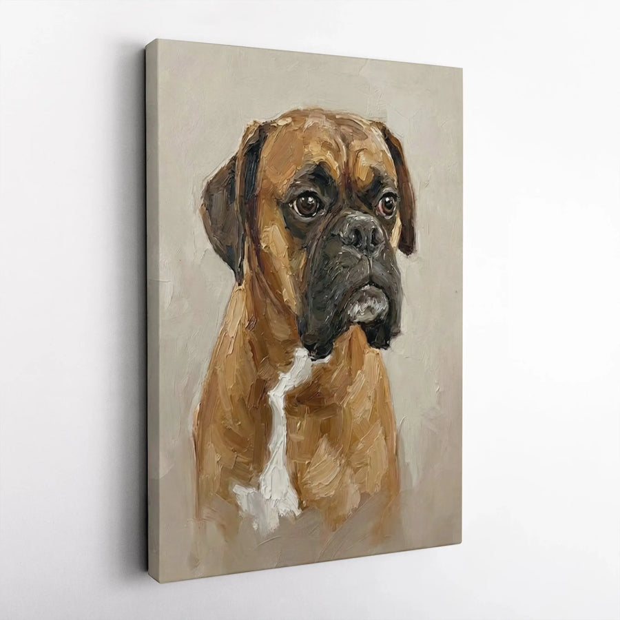 Boxer Dog Wall Art | Impressionist Oil Painting Print | Gallery Wrapped 1.25 Inch Canvas | Premium Pet Lover Gift & Home Decor