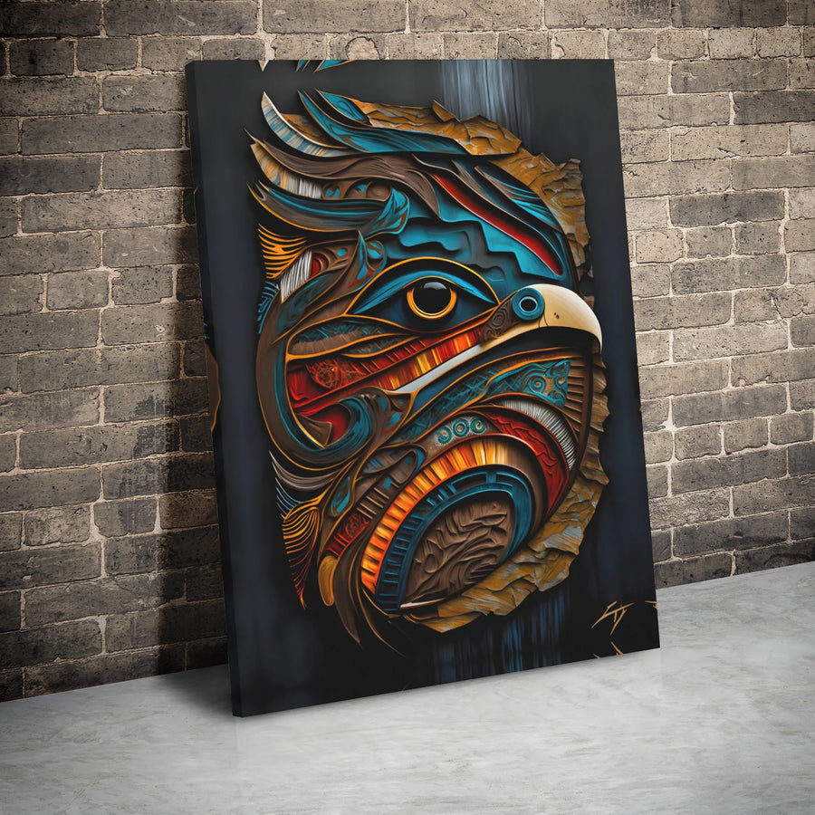Abstract Eagle Canvas Wall Art | Vibrant Geometric Bird Portrait | Premium Gallery Wrapped Wood Frame | Modern Wildlife Home Decor Gift