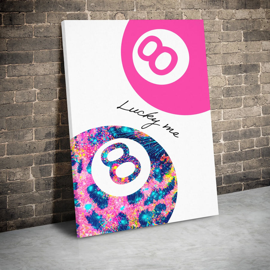 Lucky Me 8 Ball Wall Art | Vibrant Pink Aesthetic Canvas | Premium Gallery Wrap Decor | Trendy Y2K Bedroom & Dorm Room Gift