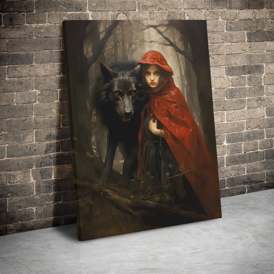 Little Red Riding Hood Canvas Print | Dark Fantasy Forest Wall Art | 1.25" Gallery Wrap Premium Decor | Gothic Storybook Gift