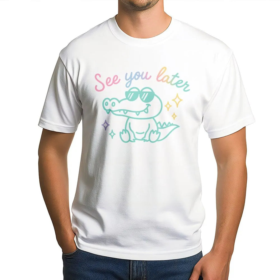 Teacher Alligator T-Shirt | See You Later Cartoon Graphic | Soft Cotton Blend Pullover | Last Day of School Gift for Teacher