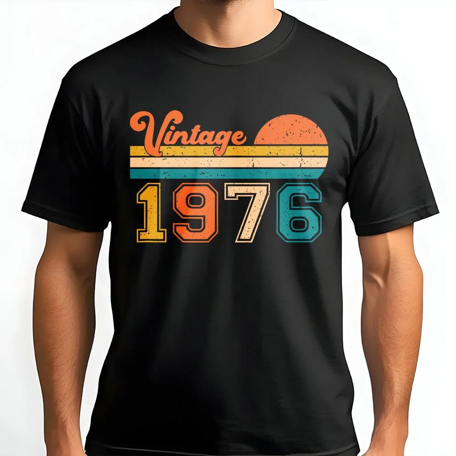 Vintage 1976 T-Shirt | Retro 70s Sunset Graphic Design | Premium Cotton Apparel | Birthday Gift Idea for Men and Women Turning 48