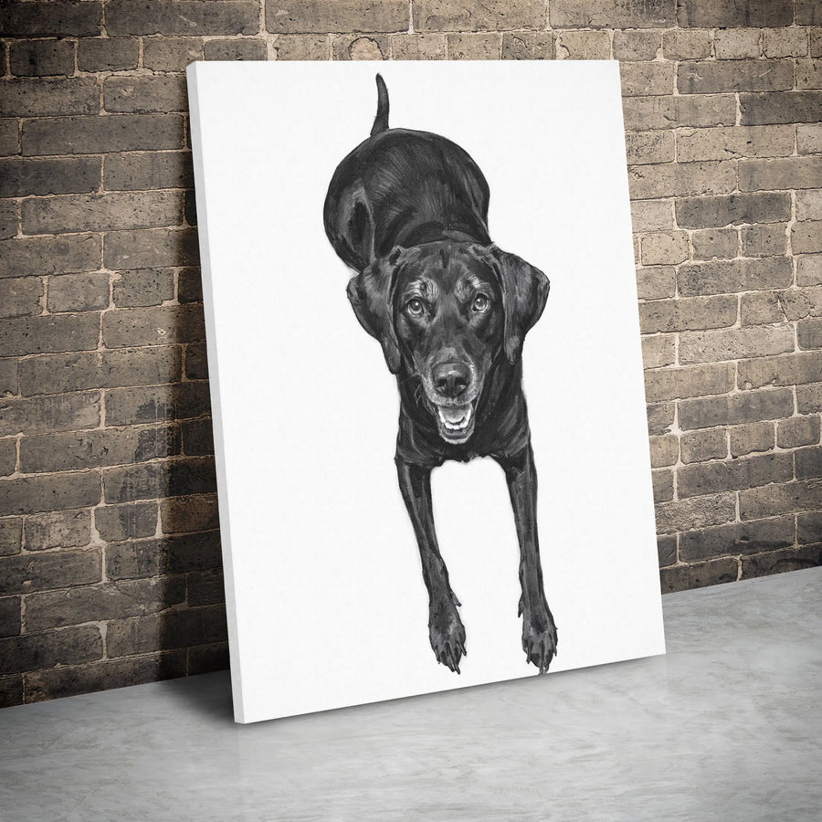 Black Labrador Dog Canvas Wall Art | Charcoal Sketch Portrait | 1.25" Gallery Wrap | Premium Pet Lover Gift Decor