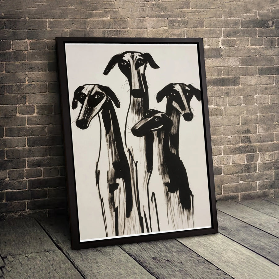 Greyhound Dog Wall Art | Minimalist Black Ink Animal Sketch | Gallery-Quality 1.25" Canvas | Premium Modern Home Decor Gift