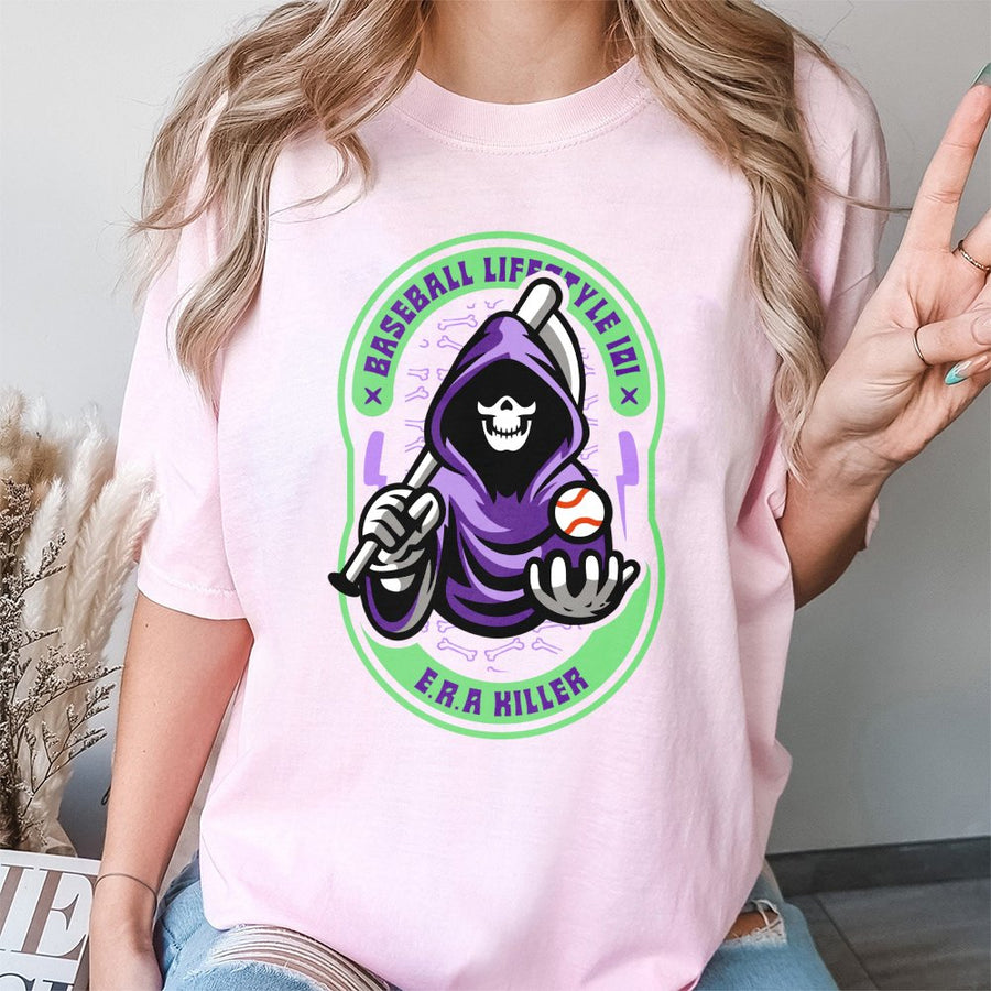 Baseball ERA Killer T-Shirt | Grim Reaper Sports Graphic Tee | Premium 100% Cotton | Gift for Baseball Players and Fans