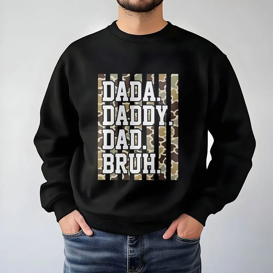 Dad Bruh Sweatshirt | Camouflage Dad Quote Graphic | Premium Cotton Blend | Funny Father's Day Gift for Him